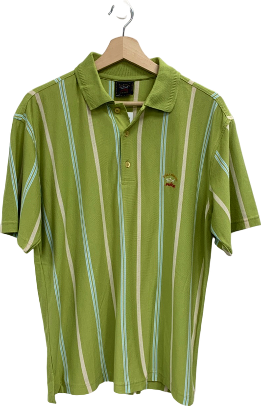 Paul & Shark Green Striped Polo Shirt UK L