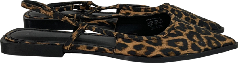 Bershka Brown Flat Slingbacks In Leopard Print UK 7 EU 40 👠