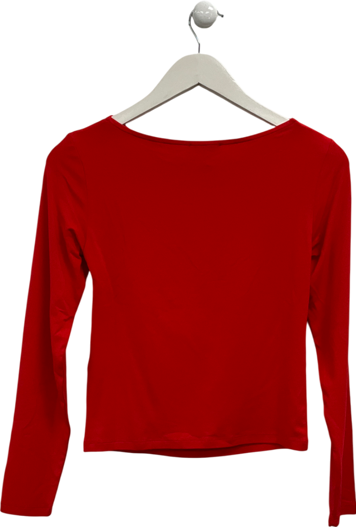 River Island Red Long Sleeve Twist Cut Out Top UK 8