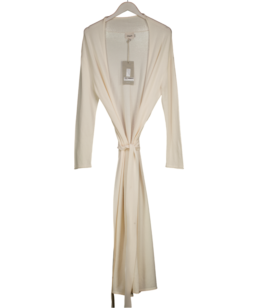 Charli Cream Sofia Long Line Cardigan And Maxi Dress Set UK M