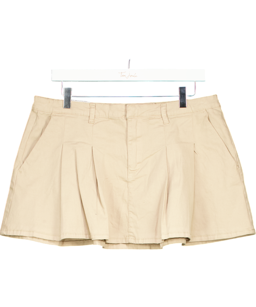 Cotton:On Beige Micro Mini Pleated Skirt UK 12