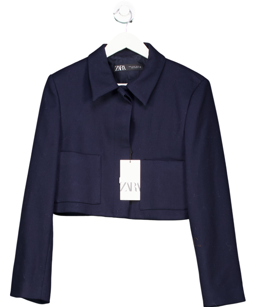 ZARA Blue Cropped Boxy Blazer UK M