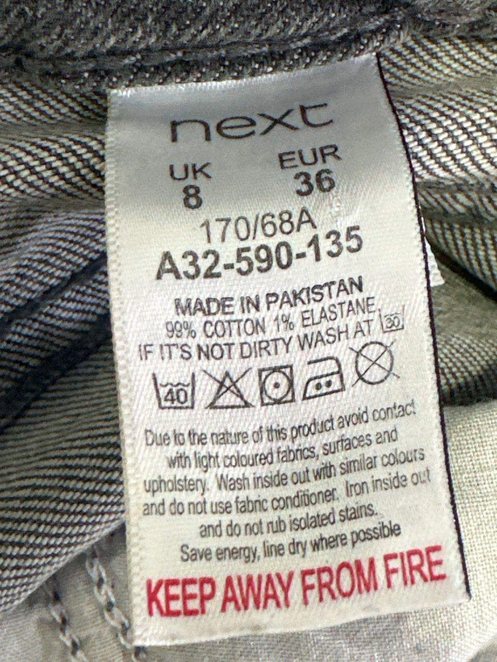 Next Grey Wide Leg High Rise Jeans UK 8