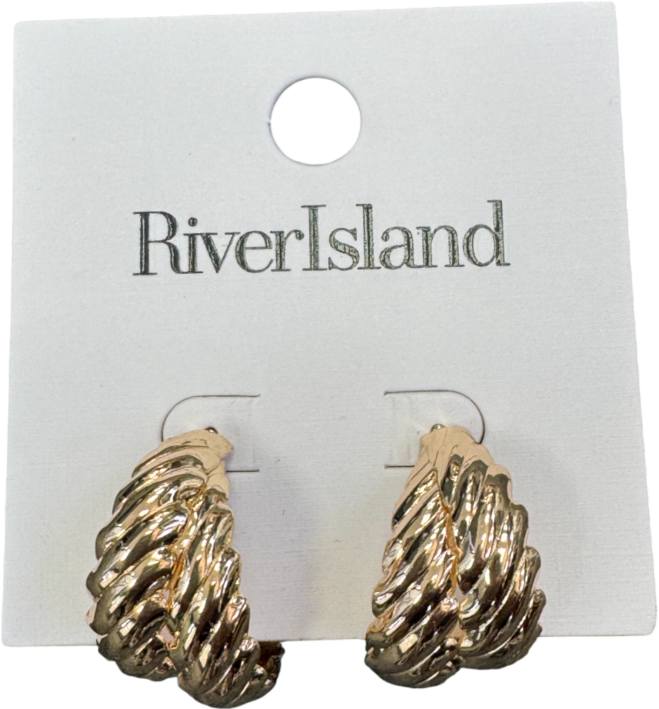 River Island Yellow Gold Twisted Hoop Earrings
