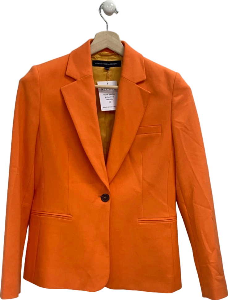 French Connection Orange Single-Button Blazer UK 8