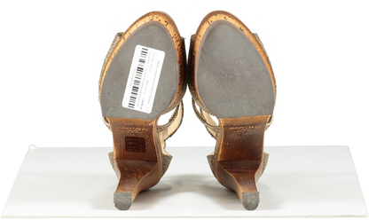 Jimmy Choo Metallic Wood Heeled Platform Sandals UK 3 EU 36 👠