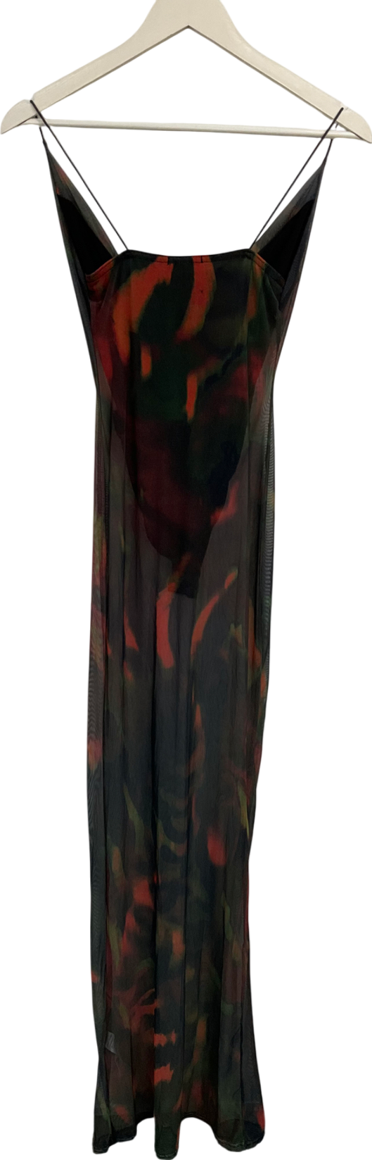 PrettyLittleThing Multicoloured Built In Body Suit Strappy Mesh Dress UK 8