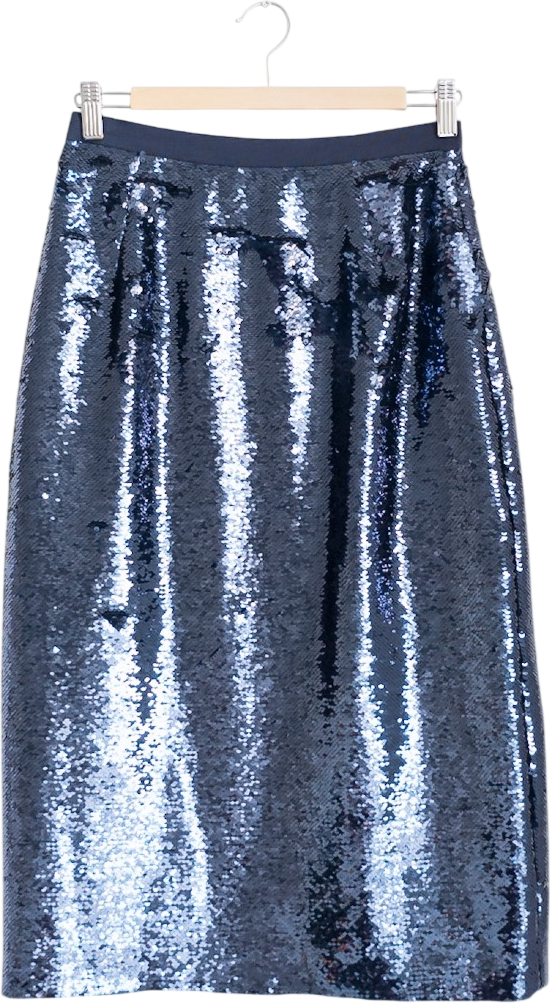 Whistles Blue Sequin Midi Skirt UK 10