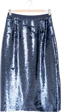 Whistles Blue Sequin Midi Skirt UK 10