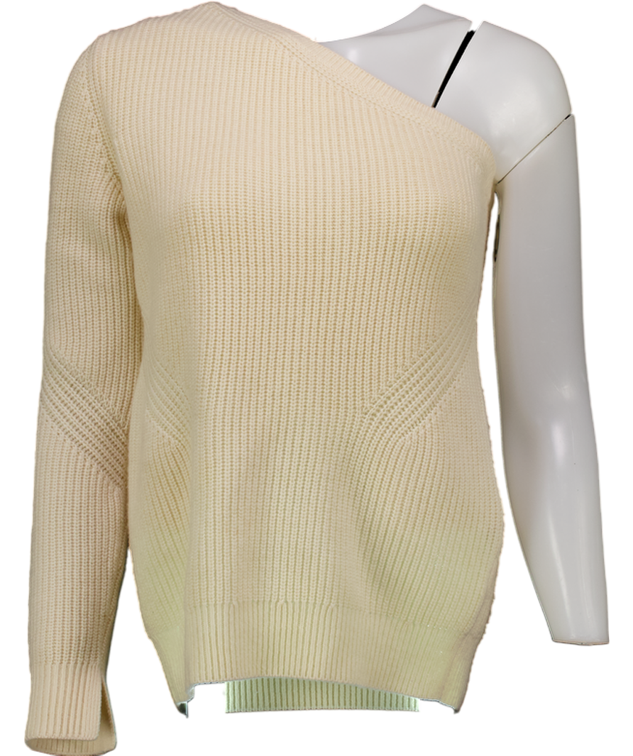 All Saints Cream One Sleeve Ribbed Jumper UK XS