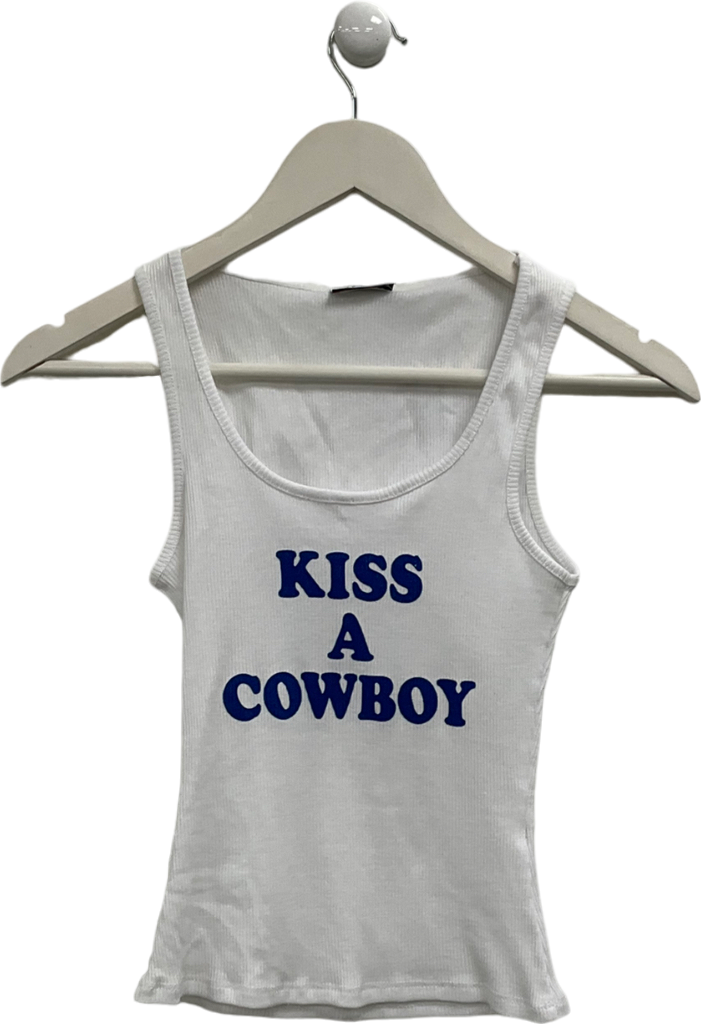 ASOS White Canotta Bianca Con Stampa “kiss A Cowboy" One Size