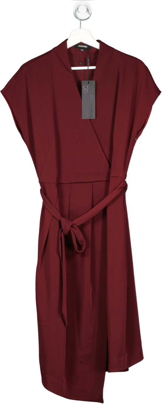 SMART AND JOY Red Burgundy Wrap Effect Midi Dress BNWT UK 14