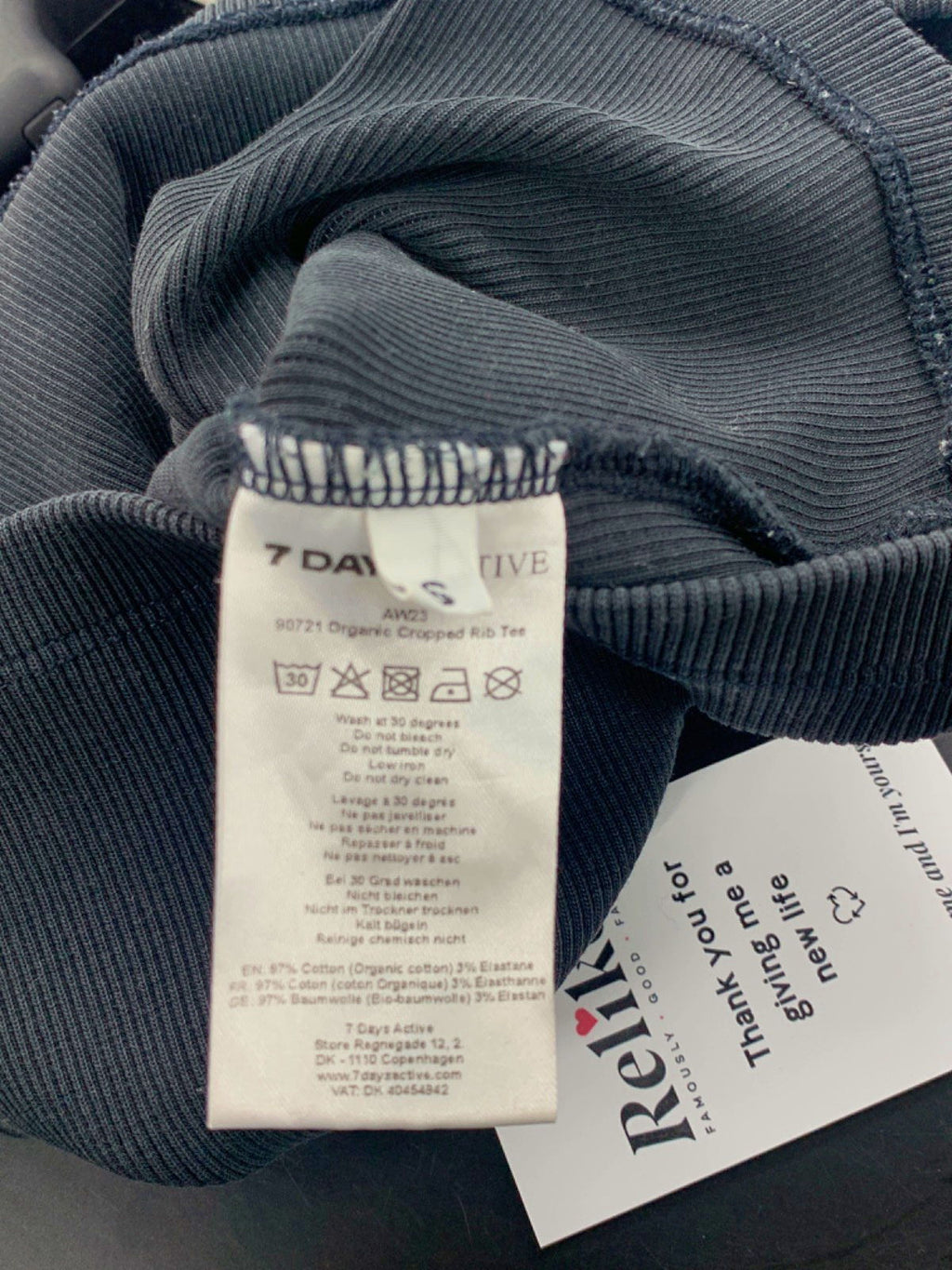 7 Days Active black Cropped Rib Tank Top UK S