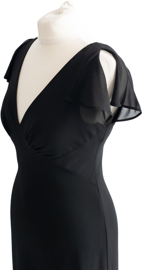 Amanda Wakeley Elements Black Sheer Split Sleeve Fit And Flare Midi Dress UK 10