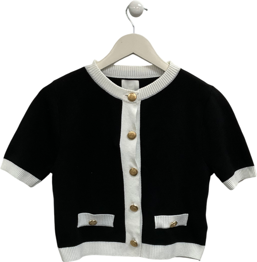 H&M Black Short Sleeve Button Detail Contrast Cardigan UK S