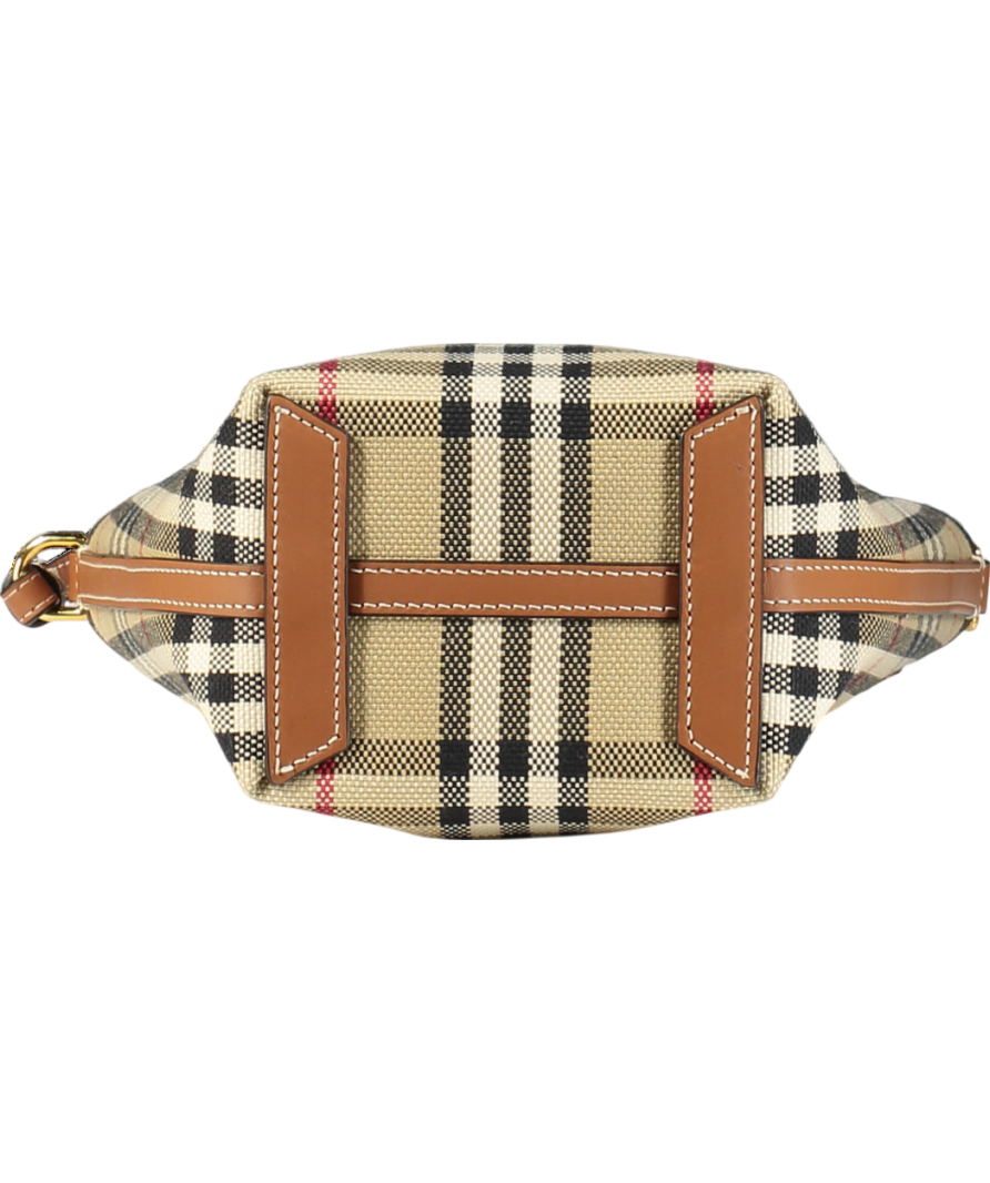 Burberry London Beige Checked Mini Tote Bag One Size