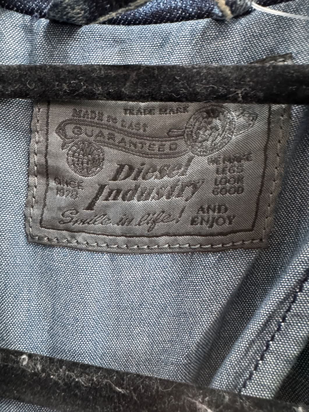 Blue Crazy Diesel Distressed Style Denim Biker Jacket UK S