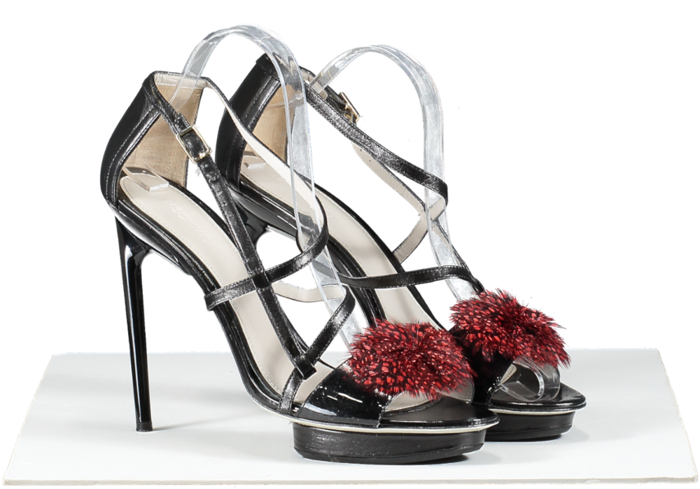 Jason Wu Black Esme Feather Sandal UK 8 EU 41 👠