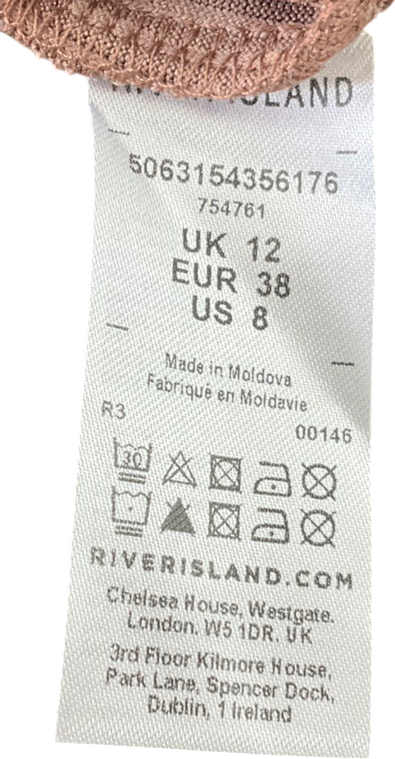 River Island Brown Ribbed Bodycon Midi Dress UK 12