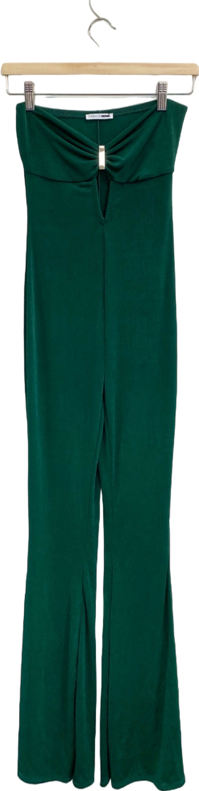 Fashion Nova Green Knot Front Flared Trousers UK 8