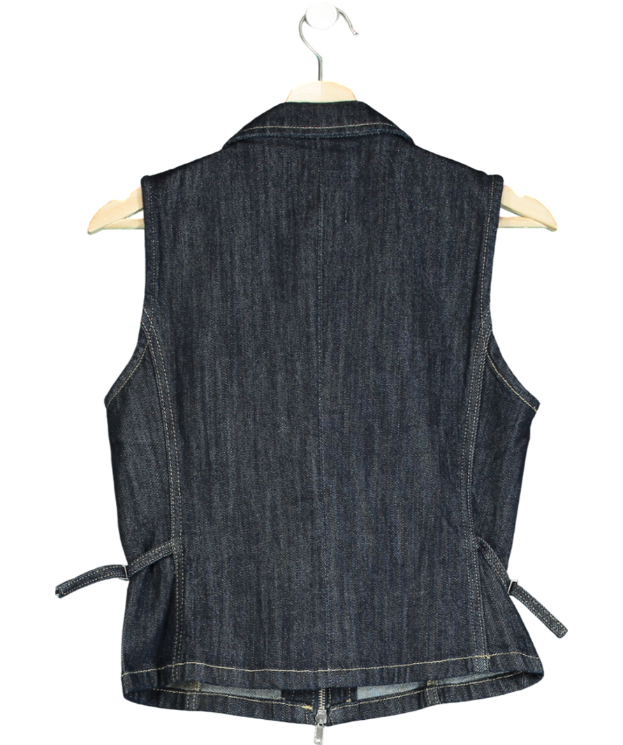 MANGO Blue Denim Top With Metallic Detail UK M