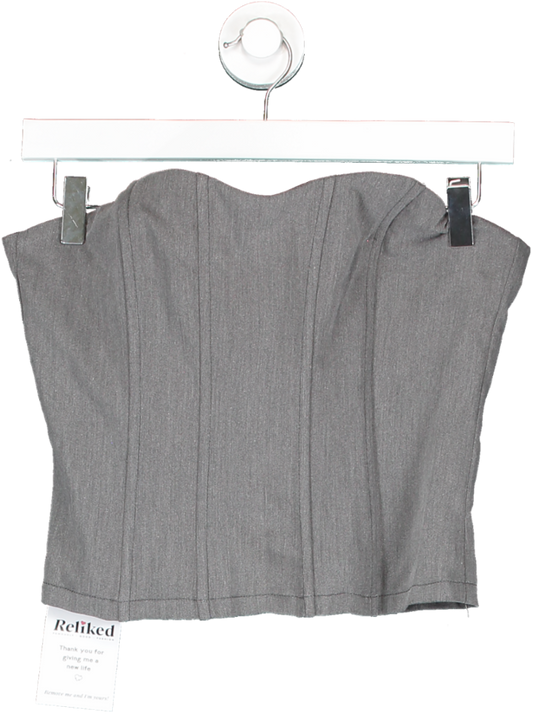 Motelrocks Grey Tailored Corset Top In Charcoal UK S