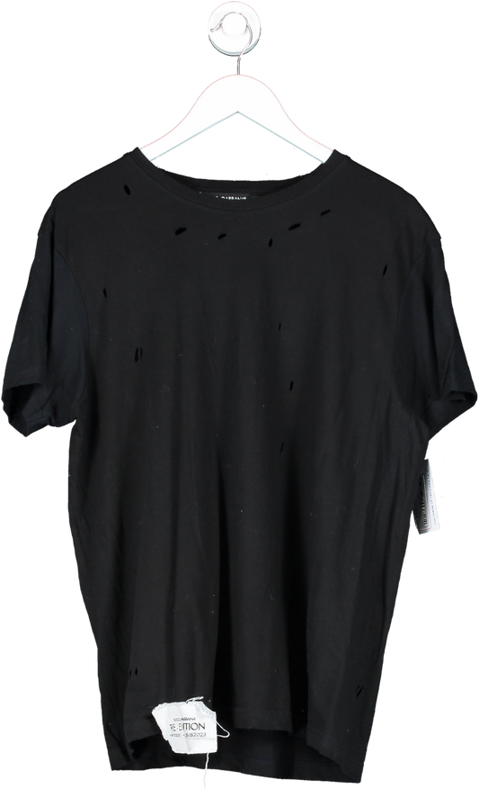 Dolce & Gabbana Black Jersey T Shirt With Rips UK XL