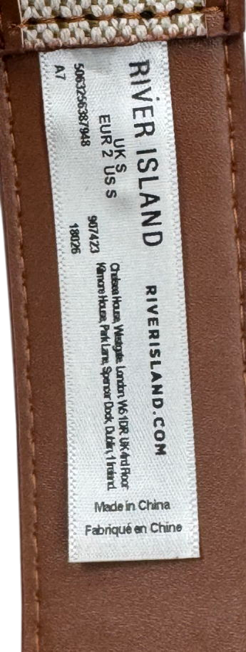 River Island Beige Faux Fur Detailed Belt UK S