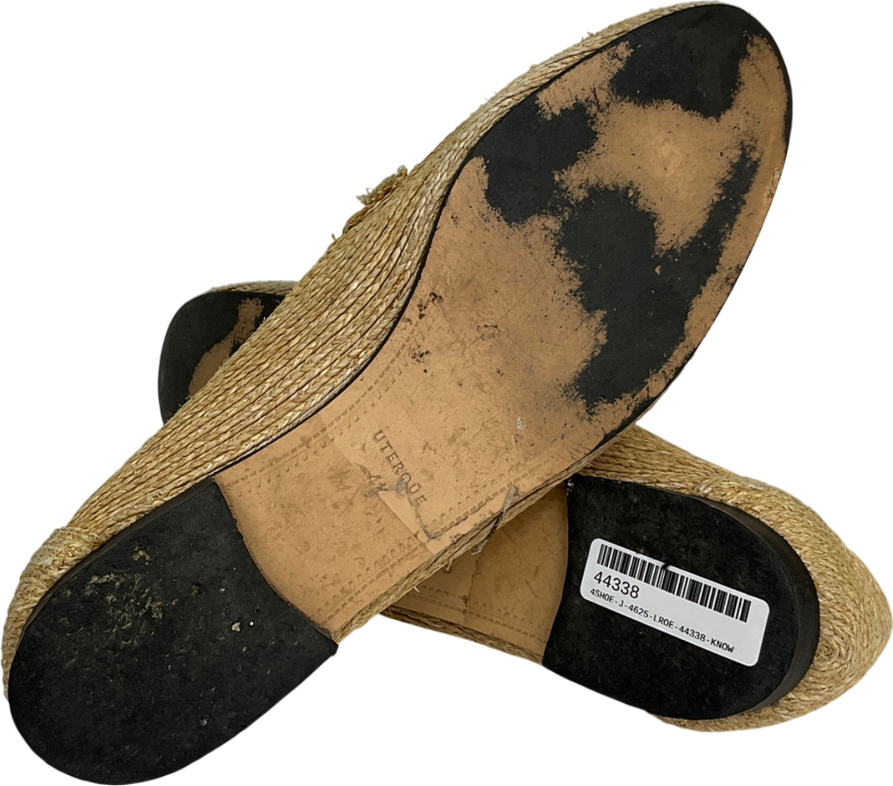 Uterque Beige Raffia Snaffle Loafers UK 8 EU 41 👠