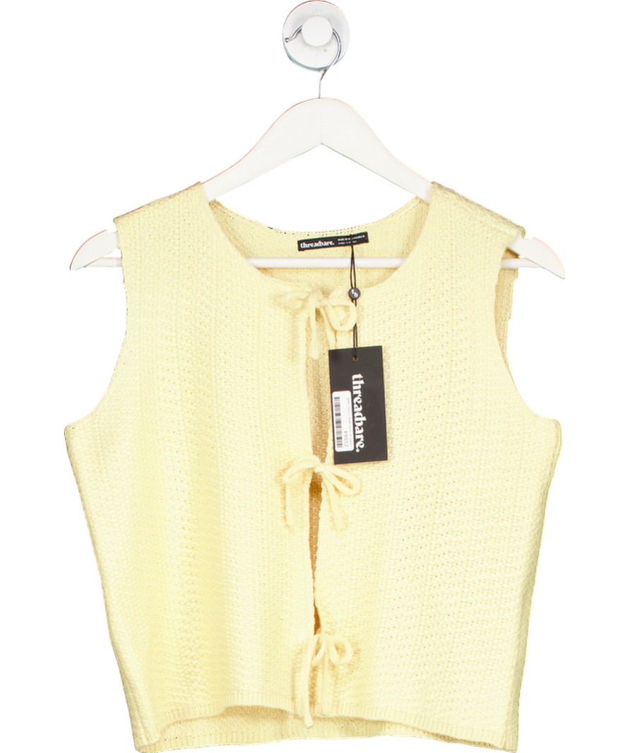 Threadbare Yellow Barnett Tie Front Vest UK 12