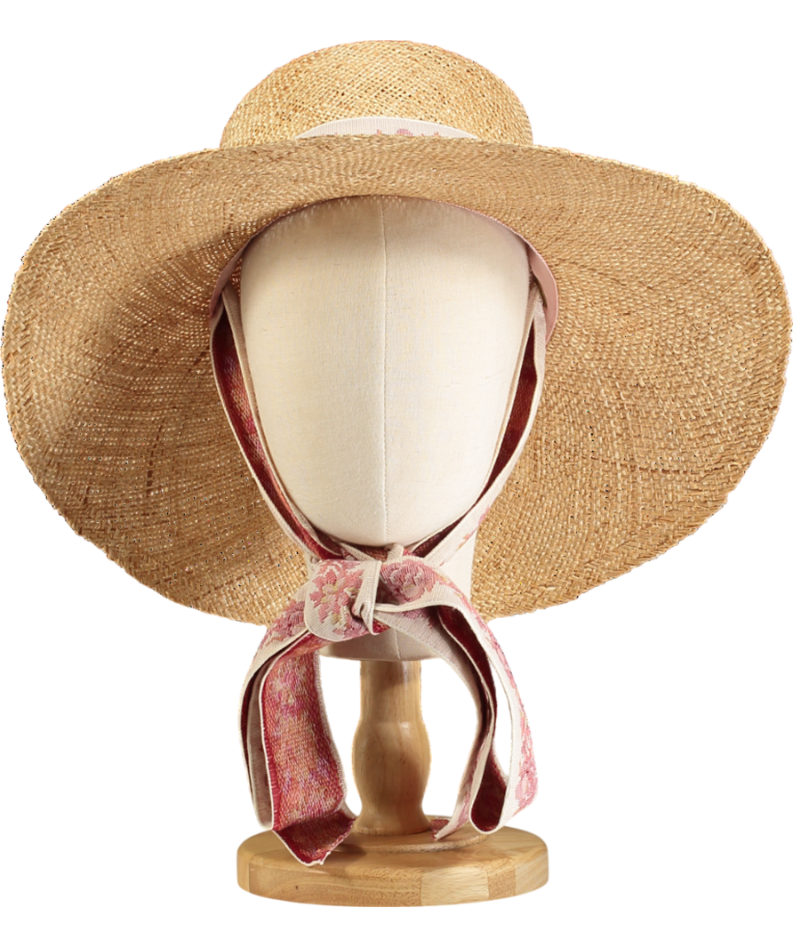 Sarah Bray Beige Grosgrain Ribbon Sunhat One Size