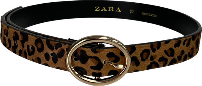 ZARA Brown Leopard Print Belt UK 8