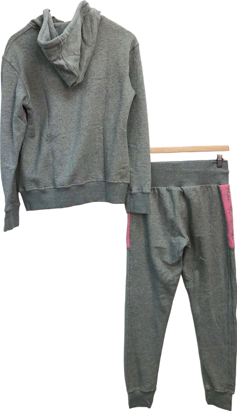 RAGS TO RITCHES Clothing Grey and Pink Hoodie and Joggers Set UK L
