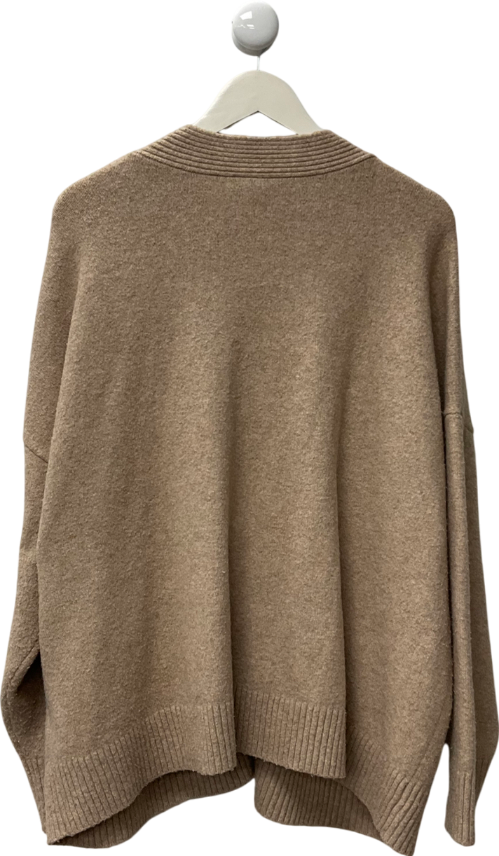 monkl Beige Relaxed Knitted Cardigan UK L