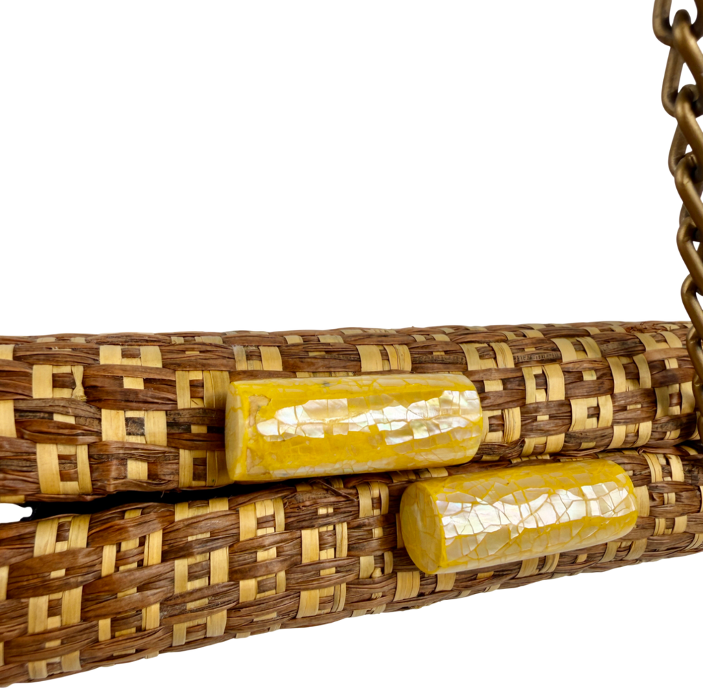 Kayu Brown Woven Straw Clutch Bag