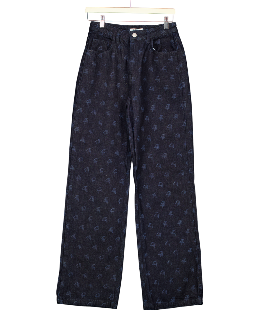 4th & Reckless Blue Denim Logo Laserprint Straight Leg Jeans UK 10