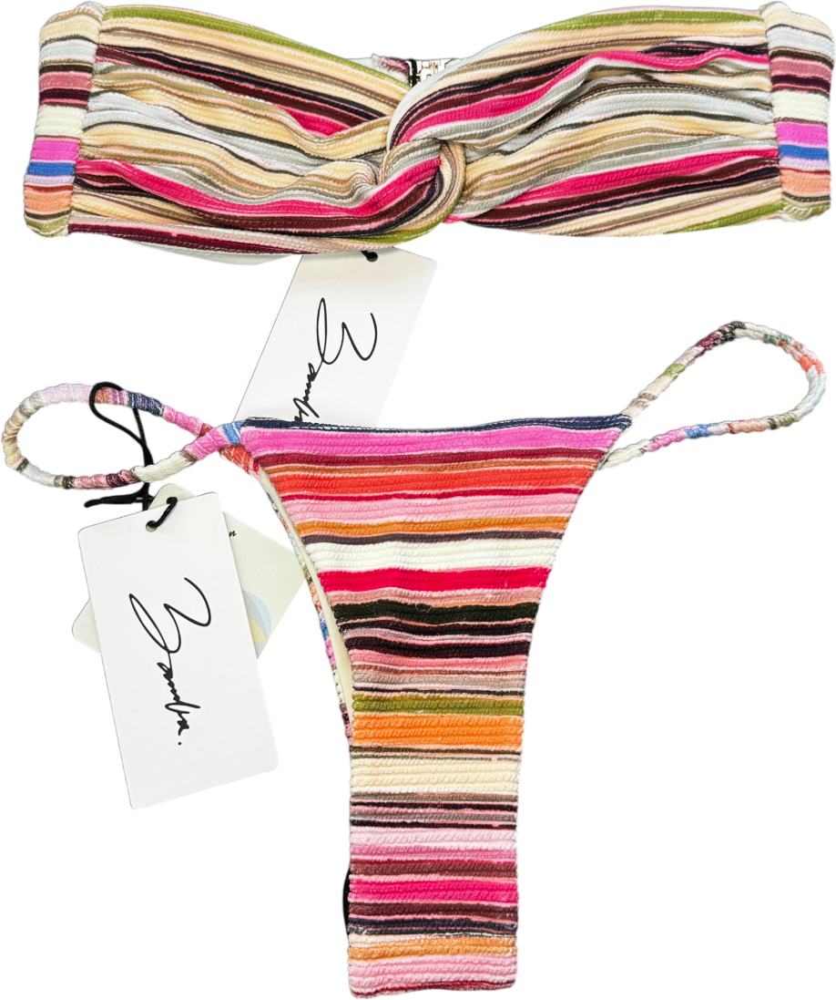 Bamba Swim Multicoloured Multicoured Stripe Ursula/bahama 2-piece Thong Bikini Set UK S