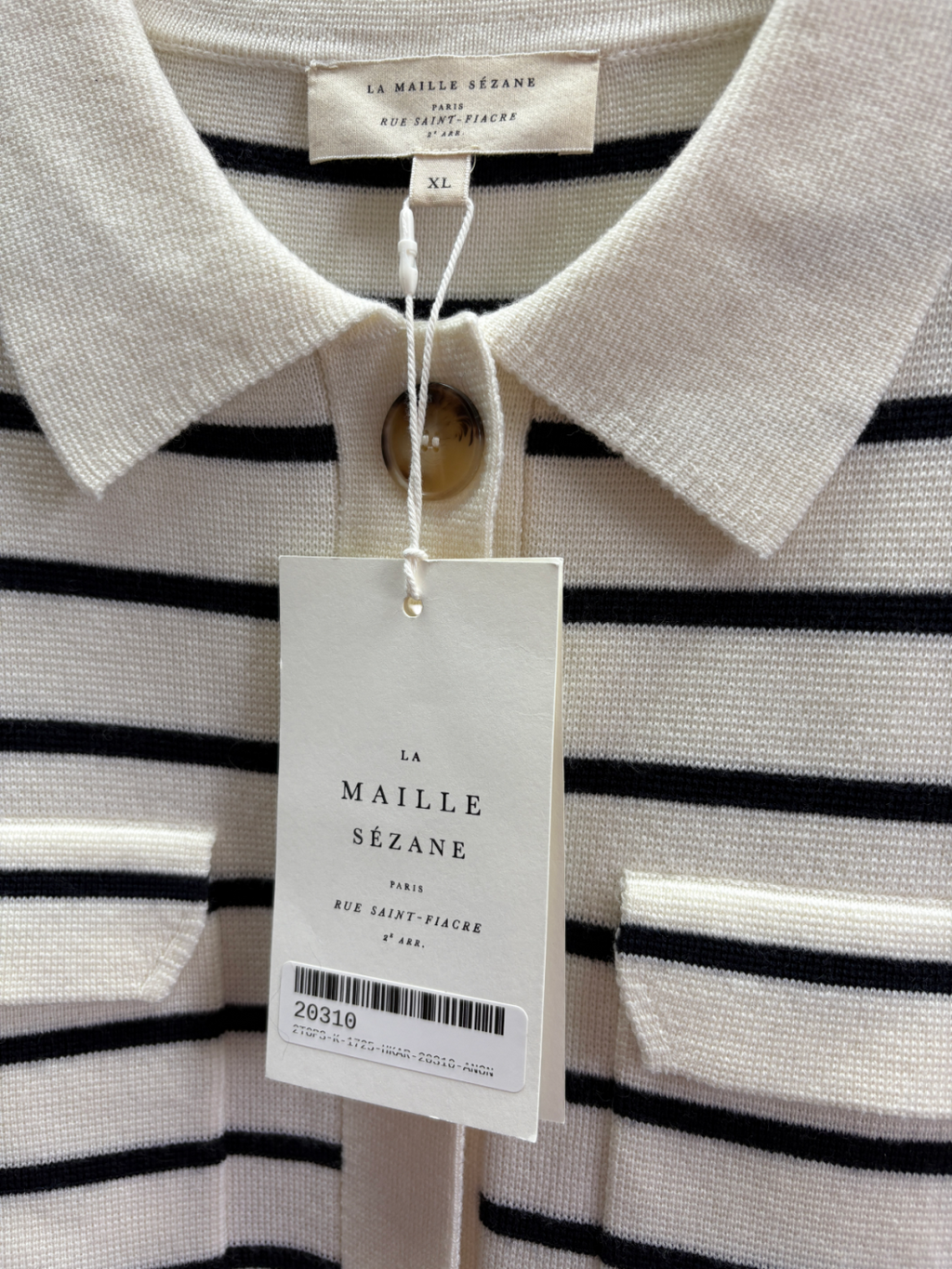 Sezane Cream Betty Striped Cardigan UK XL