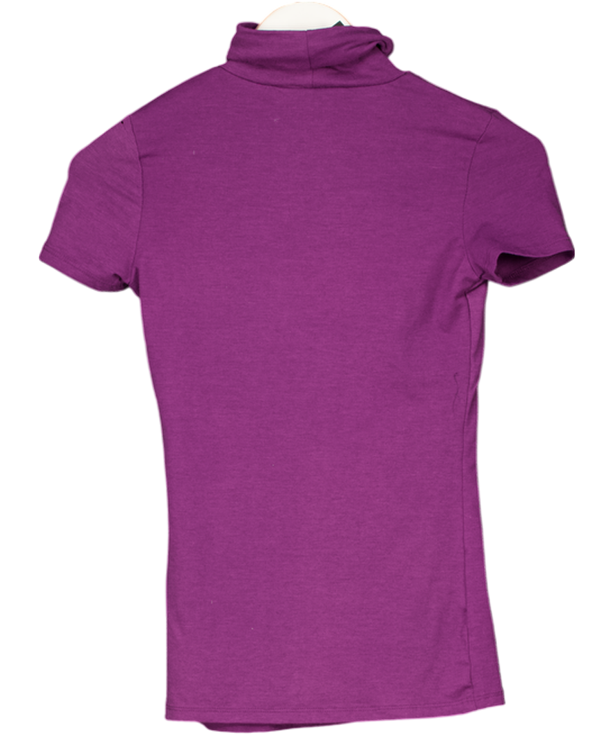Pink Vanilla Purple Short Sleeved Turtle Neck Longline Top UK S