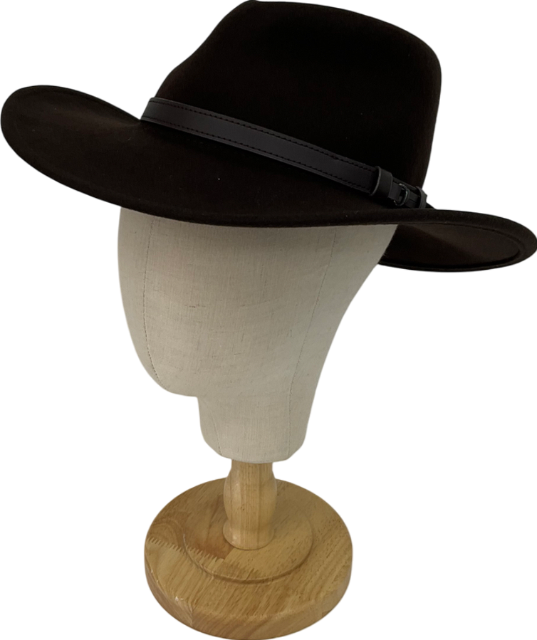 Brown 100% Wool Western Style Hat UK M