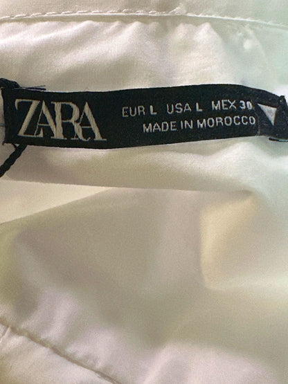 Zara White Cropped Shirt UK L