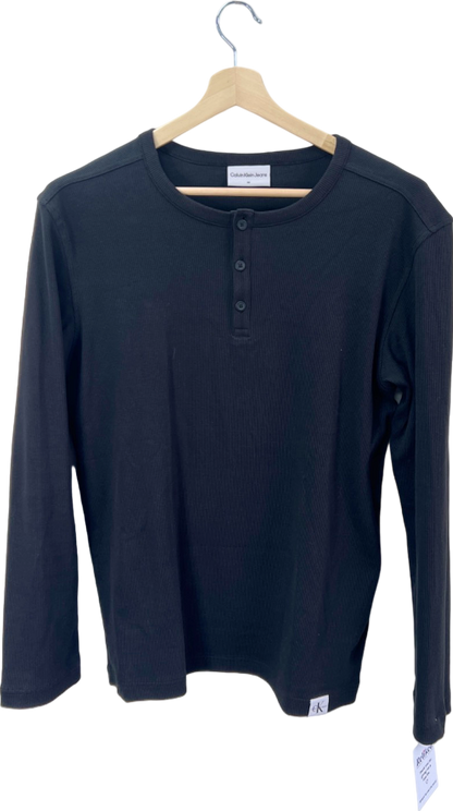 Calvin Klein Black Long Sleeve Henley Shirt M
