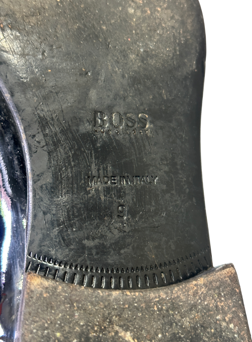 Hugo Boss Black Oxford Shoes In Patent Leather With Grosgrain Piping UK 9 EU 43 👞