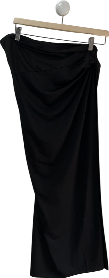 SHEIN Black Slinky Twist Knot Midi Skirt UK S