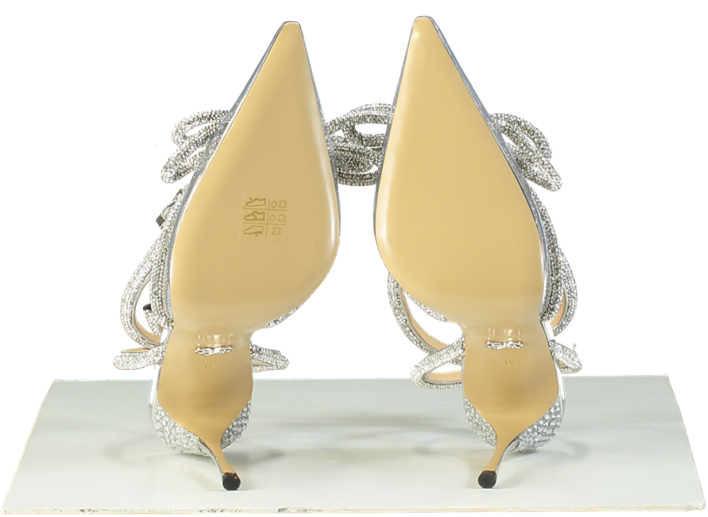 Mach & Mach Silver Rhinestone-Embellished PVC Sandals EU 41 UK 8