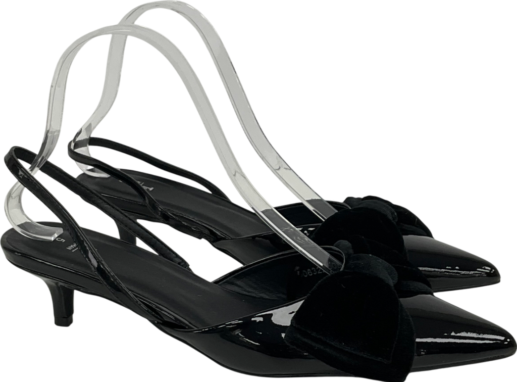 TU Black Patent Bow Slingback Kitten Heels UK 5 EU 38 👠