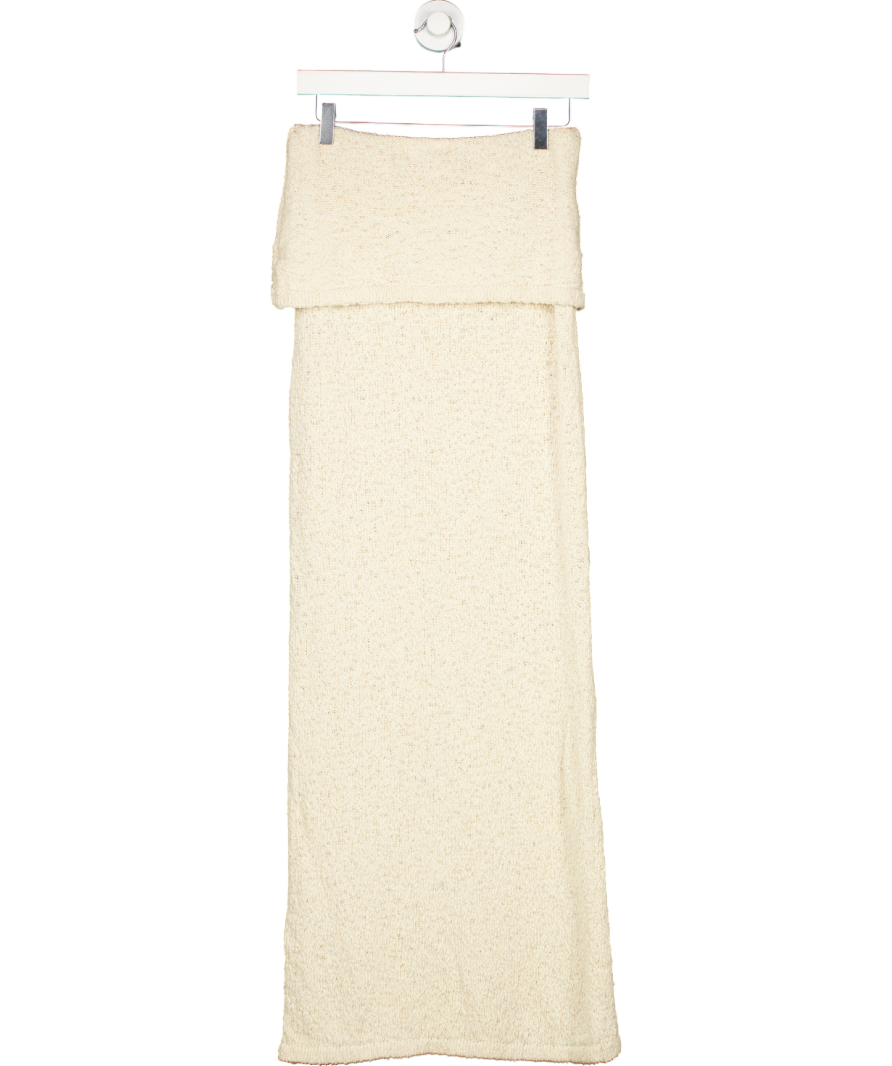 4th & Reckless Cream Textured  Bandeau Fold Midi Dress UK 8