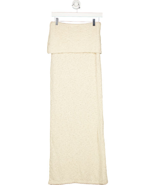 4th & Reckless Cream Textured  Bandeau Fold Midi Dress UK 8
