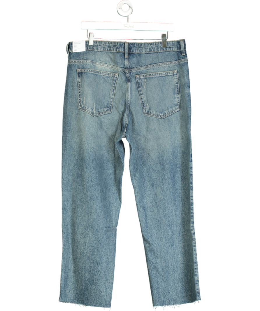 MANGO Blue Blanca Straight-fit Cropped Jeans UK 18