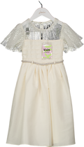 Self-Portrait Cream Satin And Tulle Crystal Embellished Belted Dress 5 Years